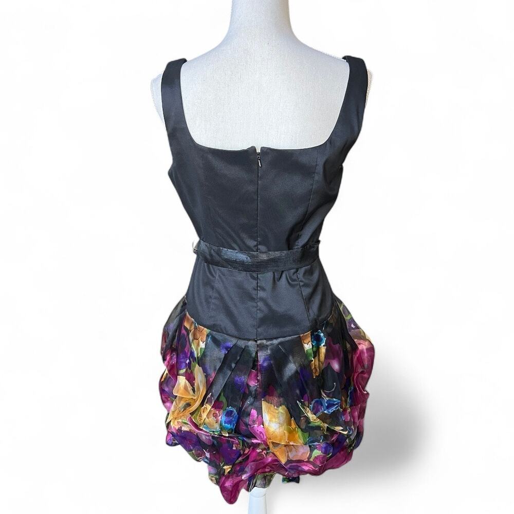 Alex & Eve vintage black floral bubble hem mini dress prom wedding guest Y2K - Picture 6 of 9